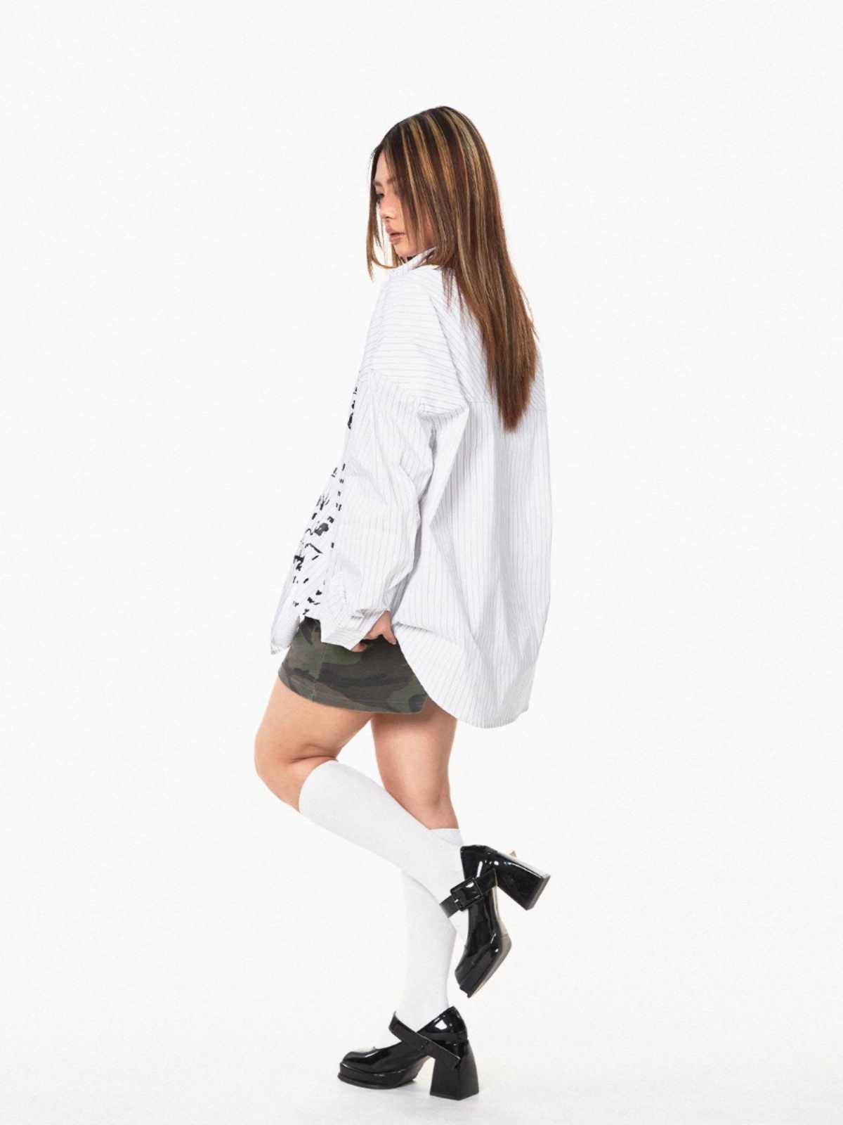 Letter Printed Women's Shirt Jacket