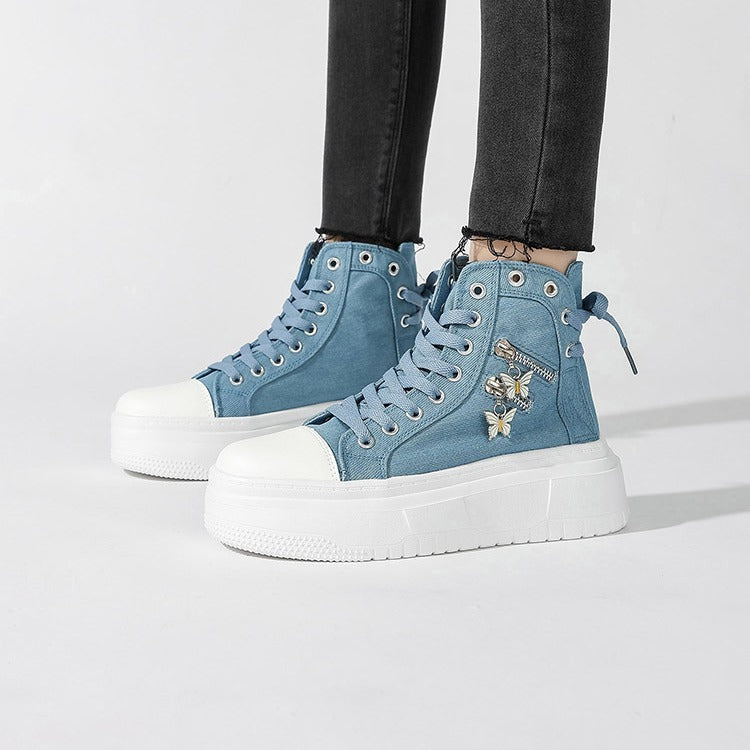 Butterfly Zipper Canvas Shoes