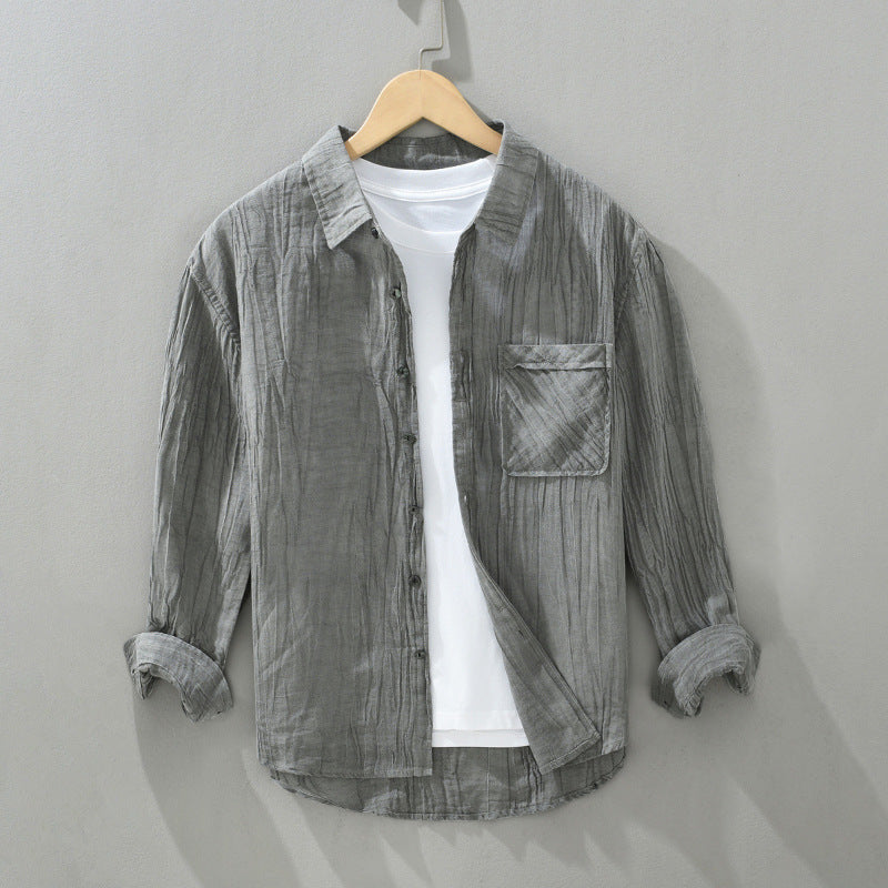 Pleated Cotton Linen Shirt