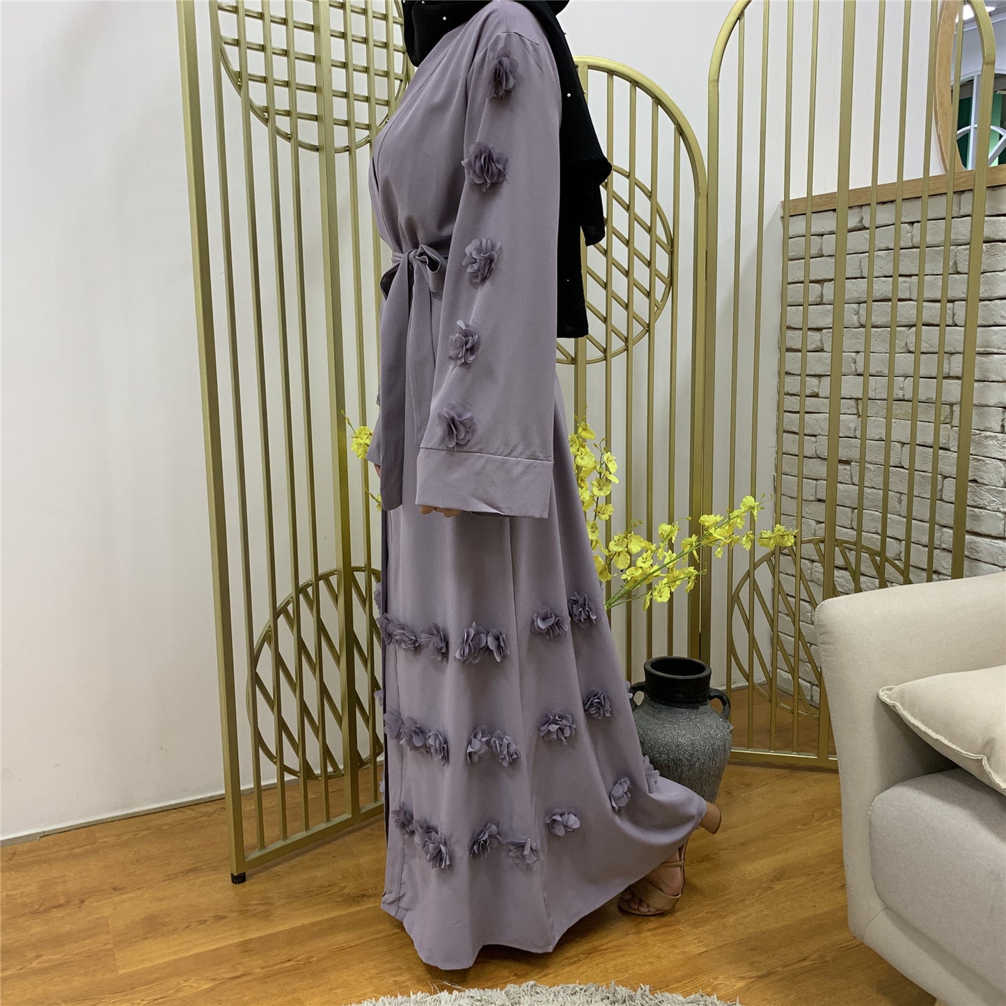 Women's Cardigan Floral Lace Up Robe