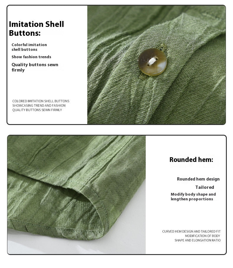 Pleated Cotton Linen Shirt