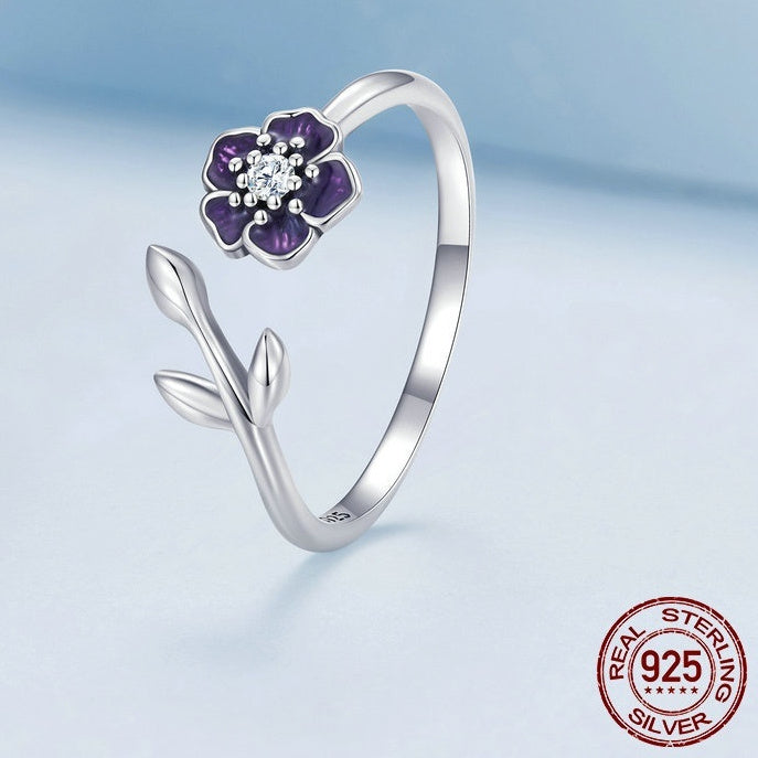 S925 Sterling Silver Ring Small Women's Simple Flower