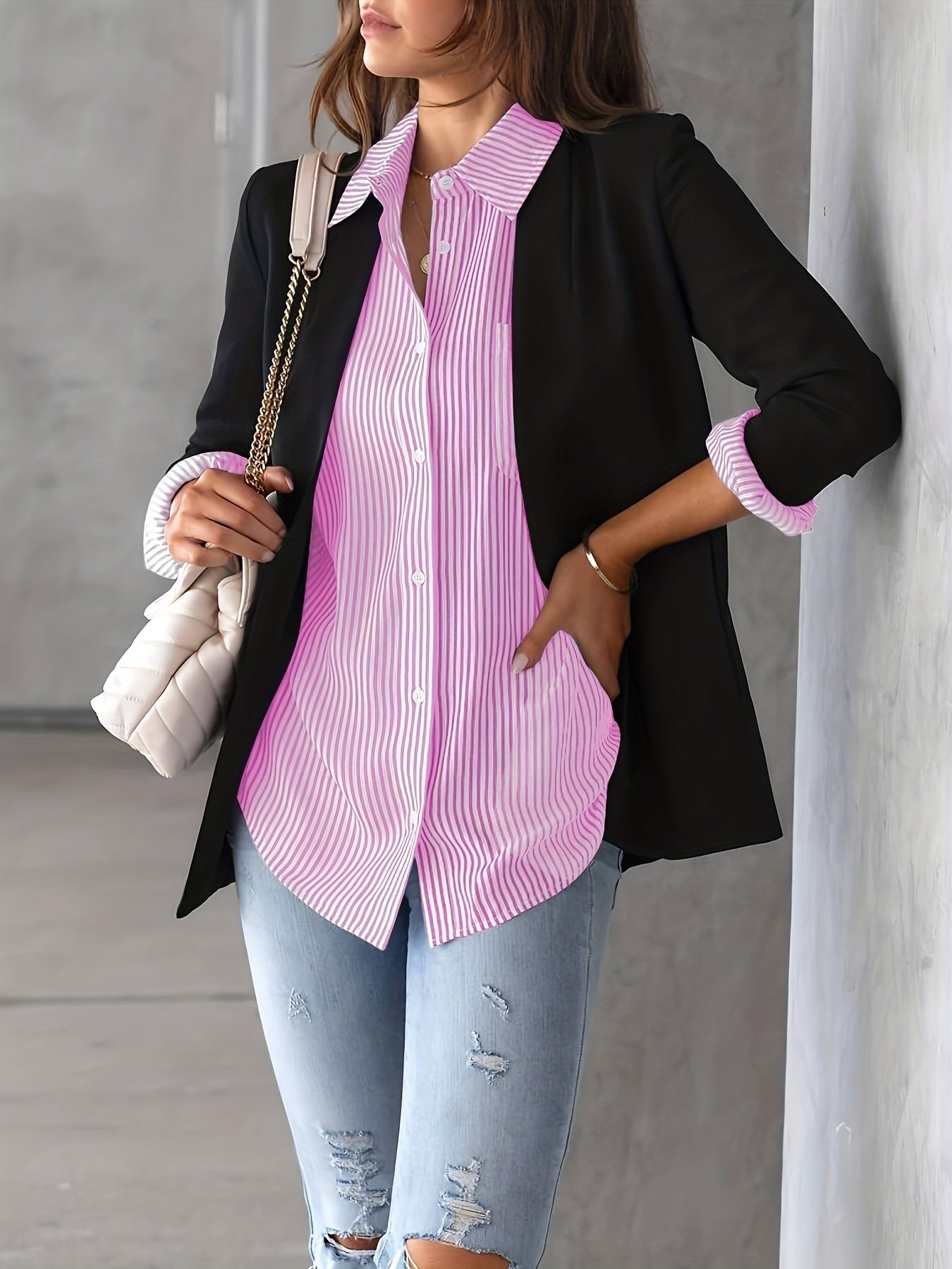 Classic Striped Casual Long-sleeved Shirt.