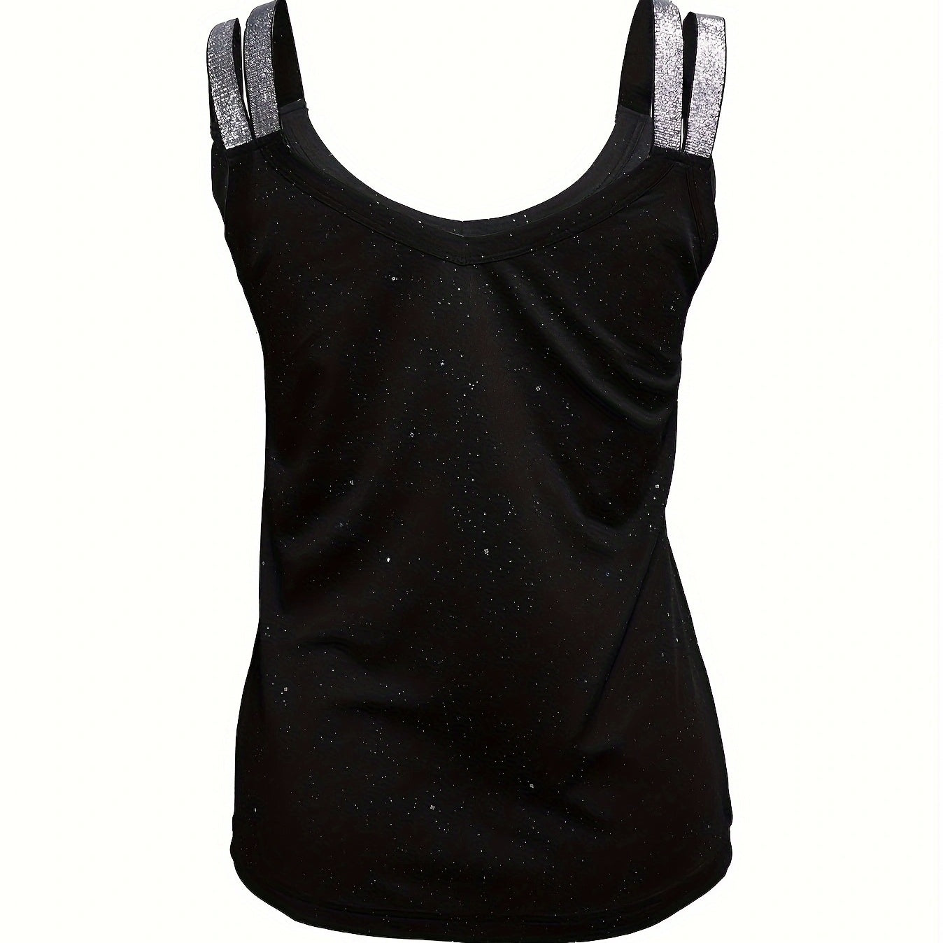 Ladies' V-neck Sequined Shoulder Strap Top