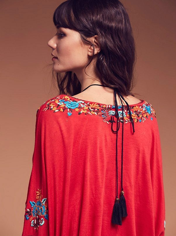 Women's Bohemian V-neck Lace-up Top