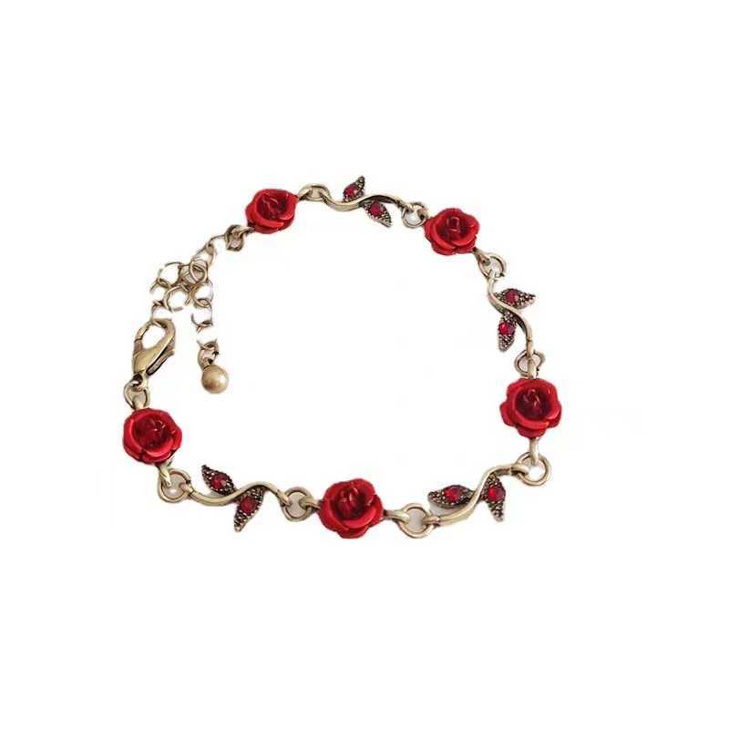 Romantic Rose Flower Bracele and Clavicle Chain