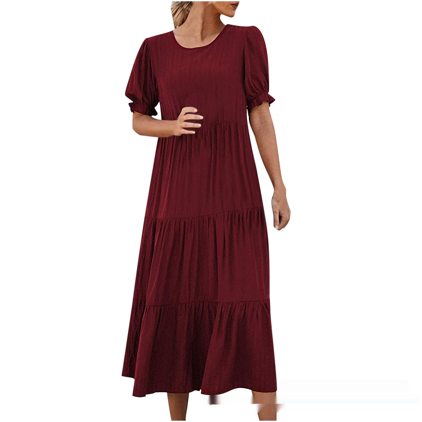 Printed Short Sleeves Dress Women