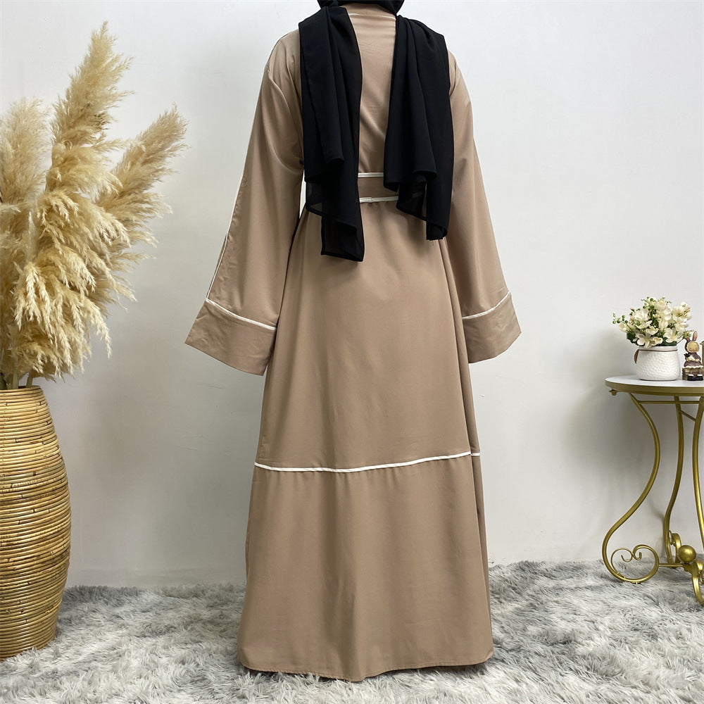 Contrast Striped Cardigan Robe