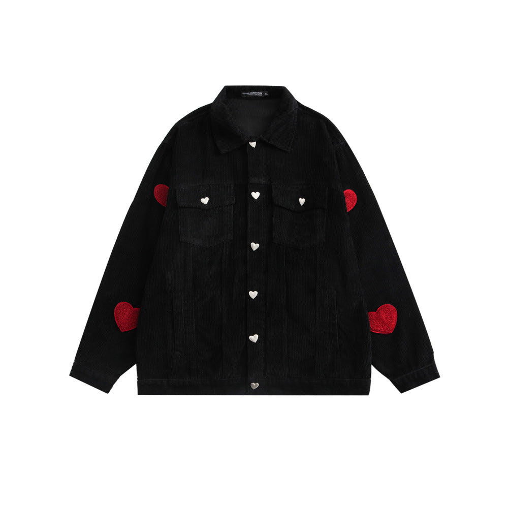 Love String Embroidery Corduroy Jacket