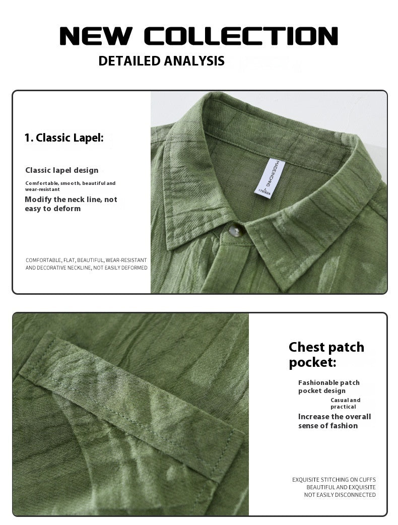 Pleated Cotton Linen Shirt
