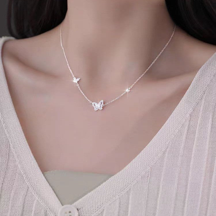 Silver Butterfly Necklace For Women