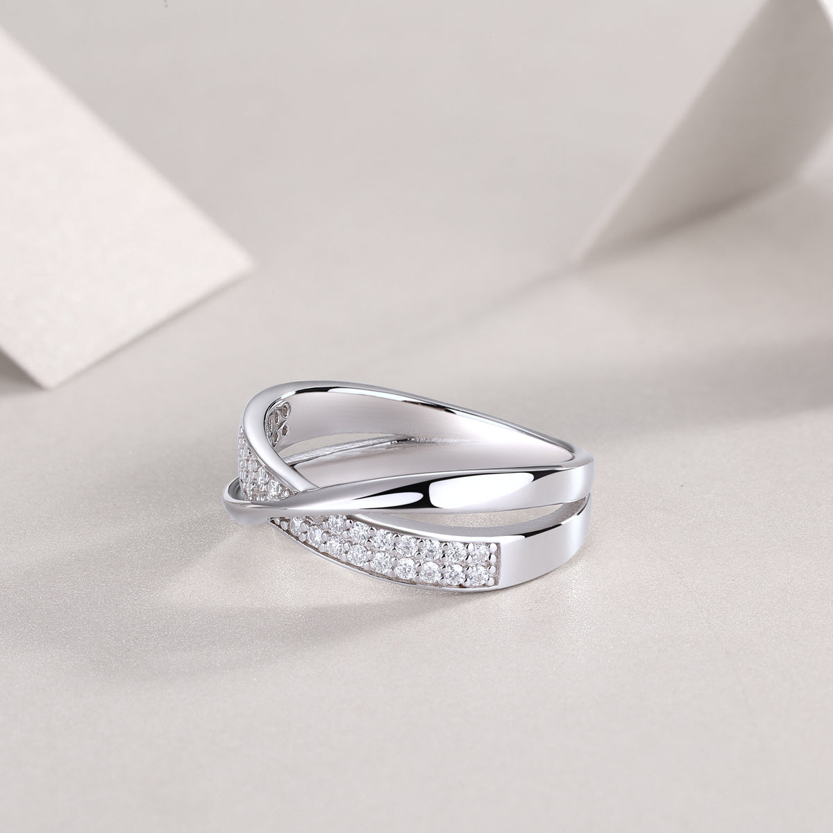 Wrap Around Ring Luxury Fashion Set Moissanite Silver Ring