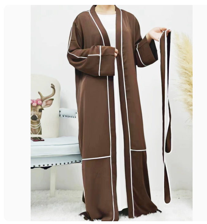Contrast Striped Cardigan Robe