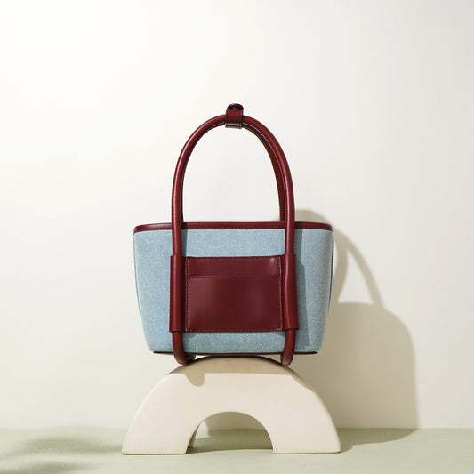 Top Layer Cowhide Basket Bag