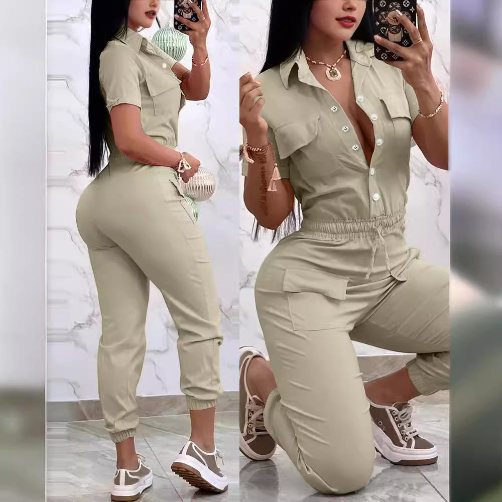 Casual Multi-pocket Waist Elastic Cargo