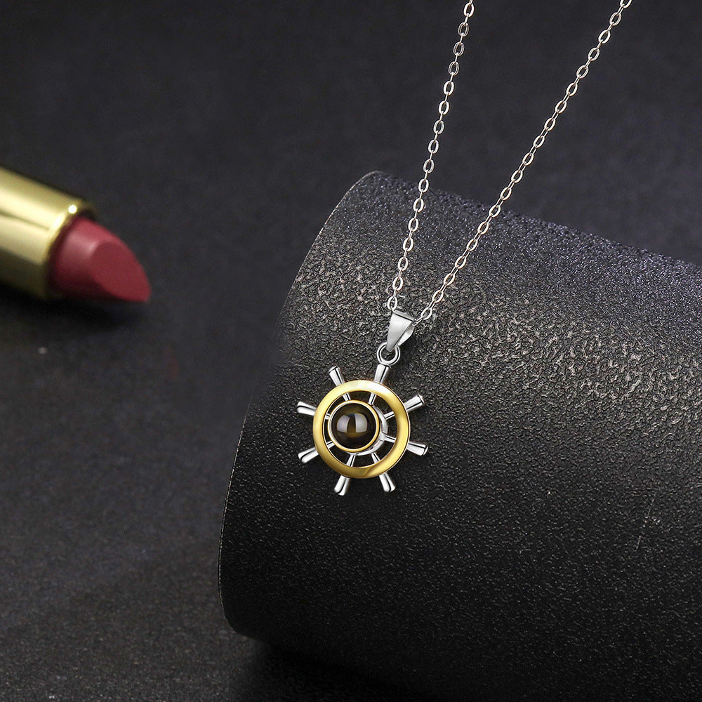 Silver Ship Rudder Projection Necklace