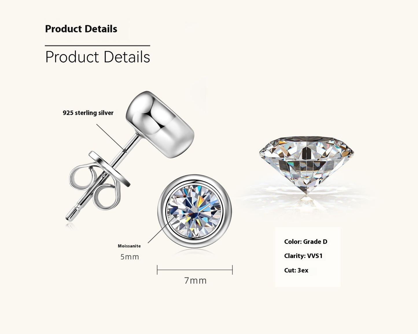 Round Moissanite Stud Earrings