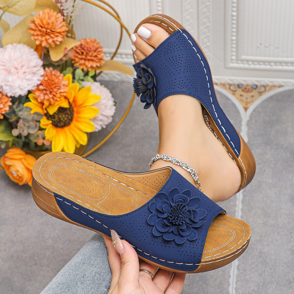 Flower Wedges Sandals