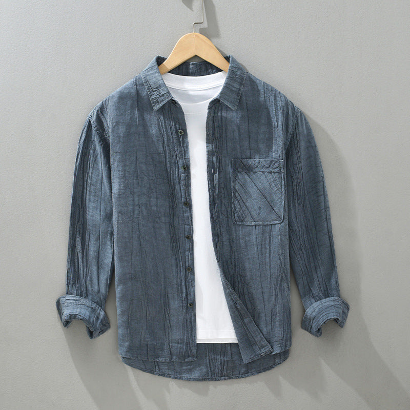 Pleated Cotton Linen Shirt