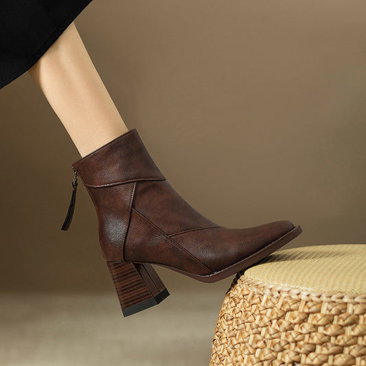 Women's Brown British Style Retro Shoes