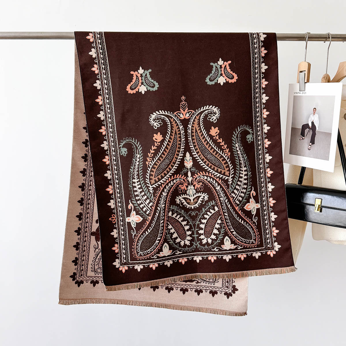 New Geometric Double-sided Dual-use Scarf Baggy Coat