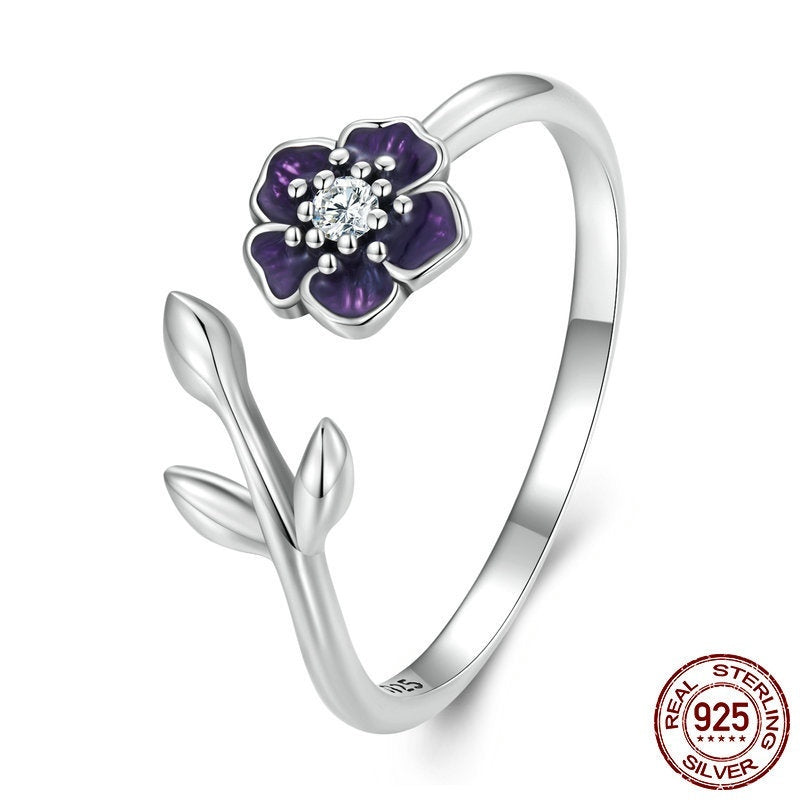 S925 Sterling Silver Ring Small Women's Simple Flower
