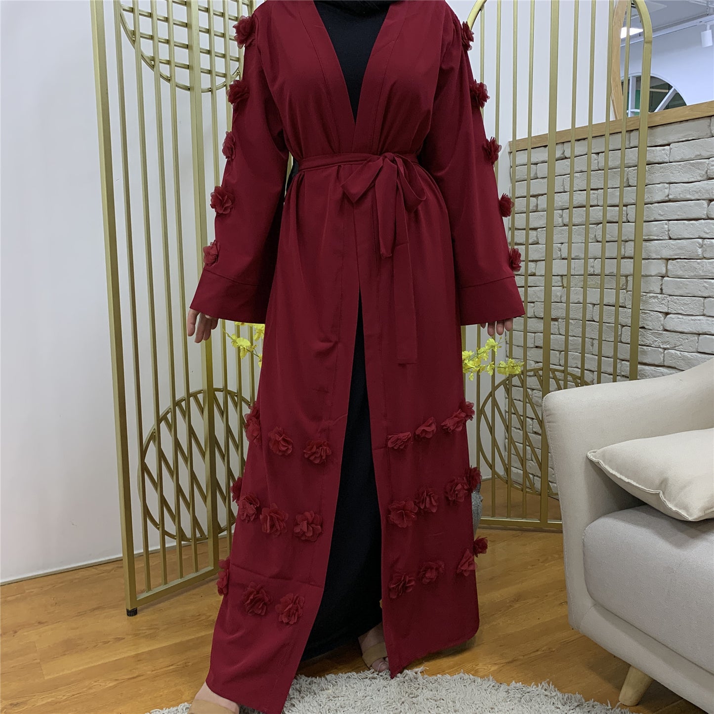 Women's Cardigan Floral Lace Up Robe