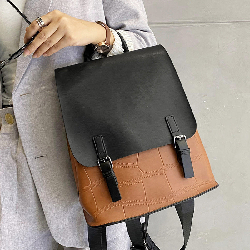 Genuine Leather Simple Backpack