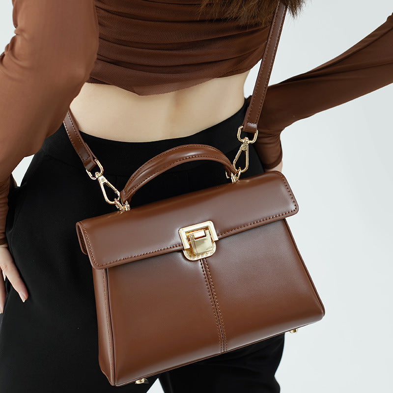 Women's Leather Vachette Clasp Portable Bag