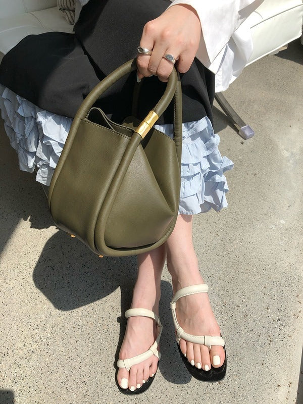 Hand-in-hand female cowhide tofu bag small square bag