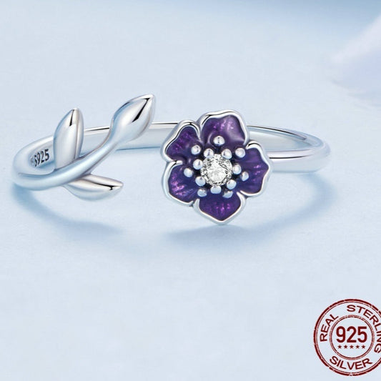 S925 Sterling Silver Ring Small Women's Simple Flower