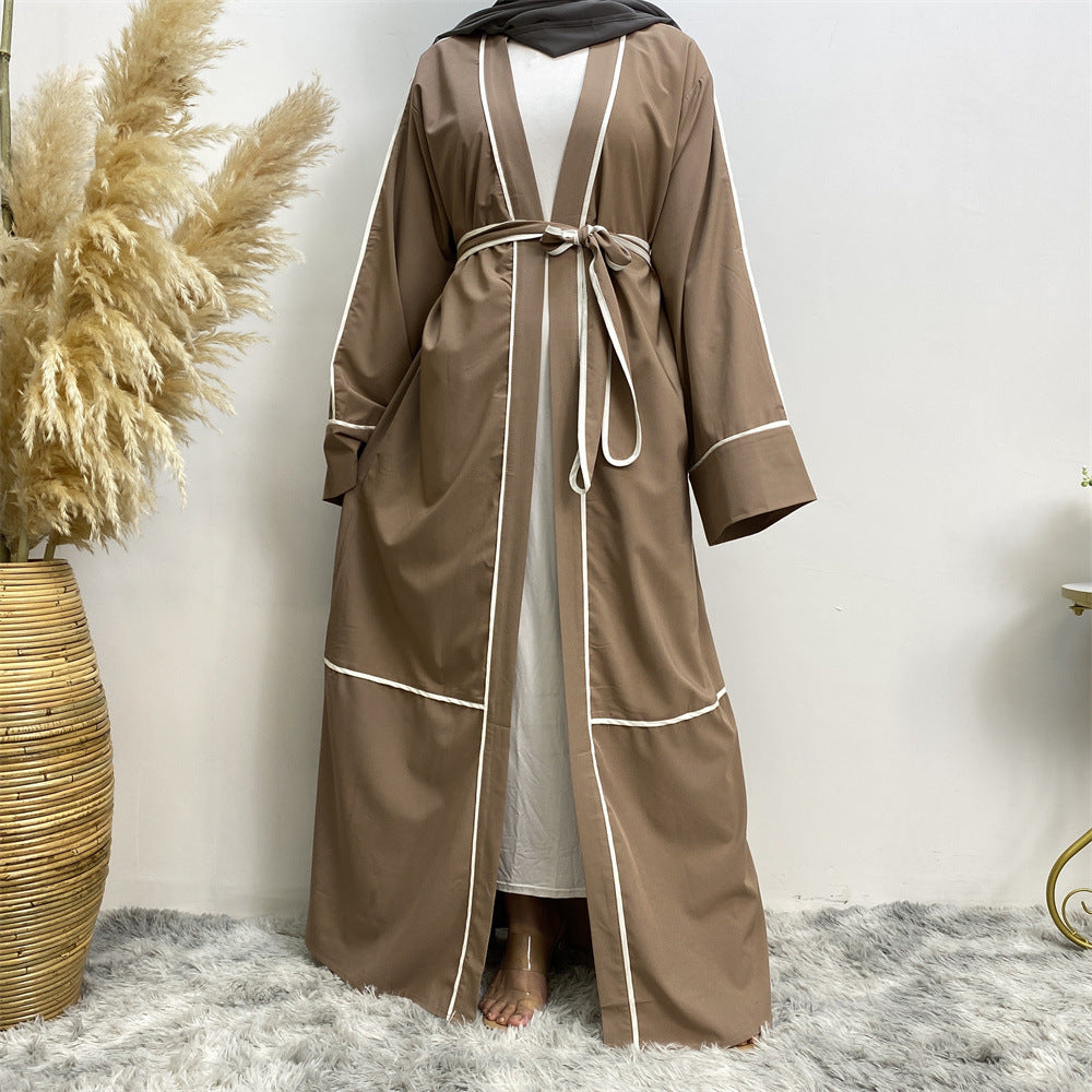 Contrast Striped Cardigan Robe