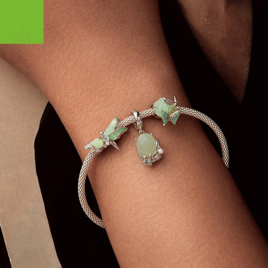 Green Flowers And Insects Series Bracelet