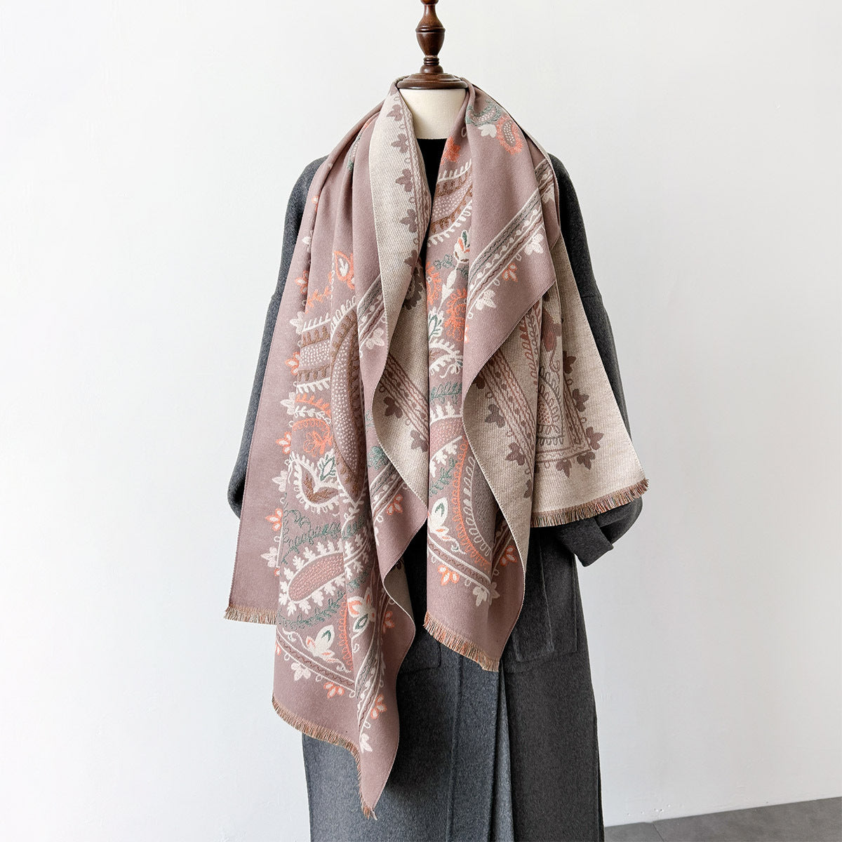 New Geometric Double-sided Dual-use Scarf Baggy Coat