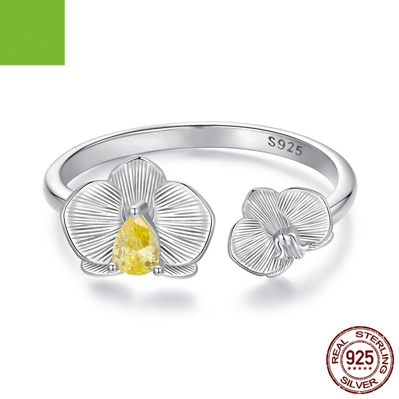 Sterling Silver Phalaenopsis Open Ring