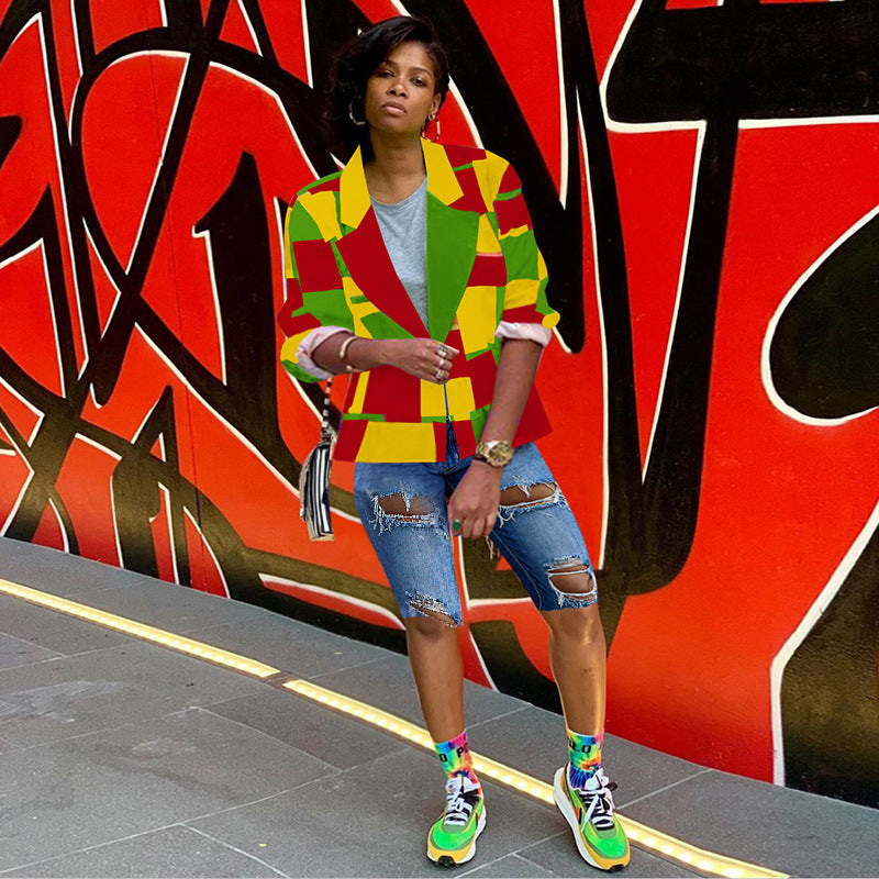 Casual Women's Clothing Multi-color Blazer