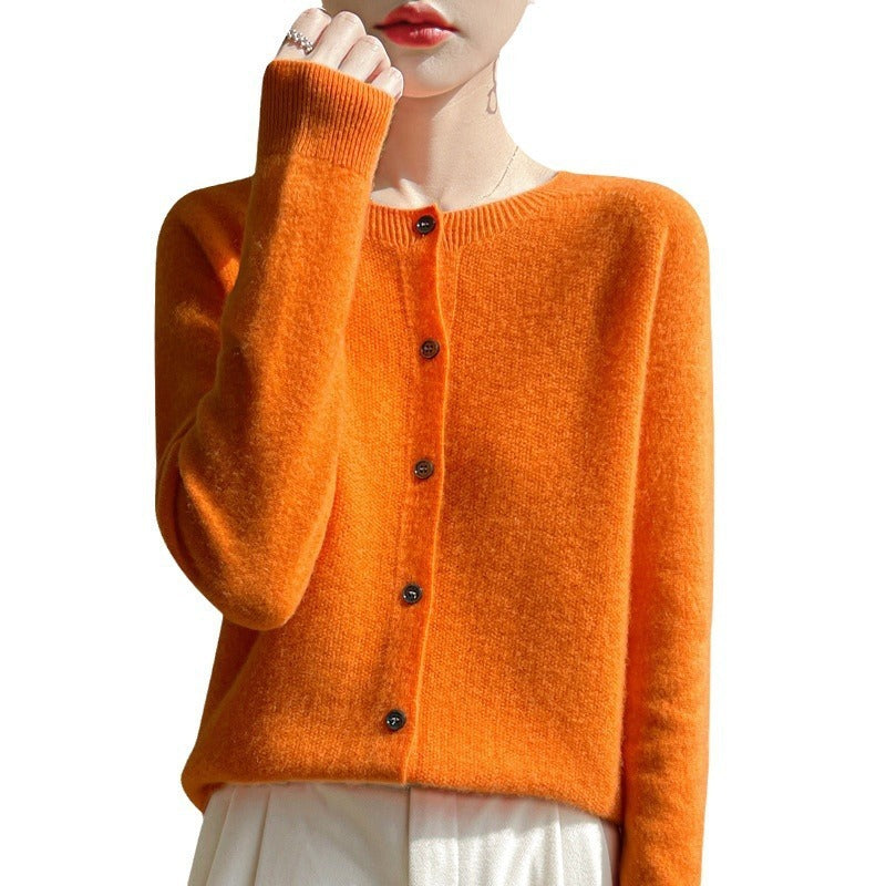 Round Neck Sweater Cashmere Knitted Cardigan