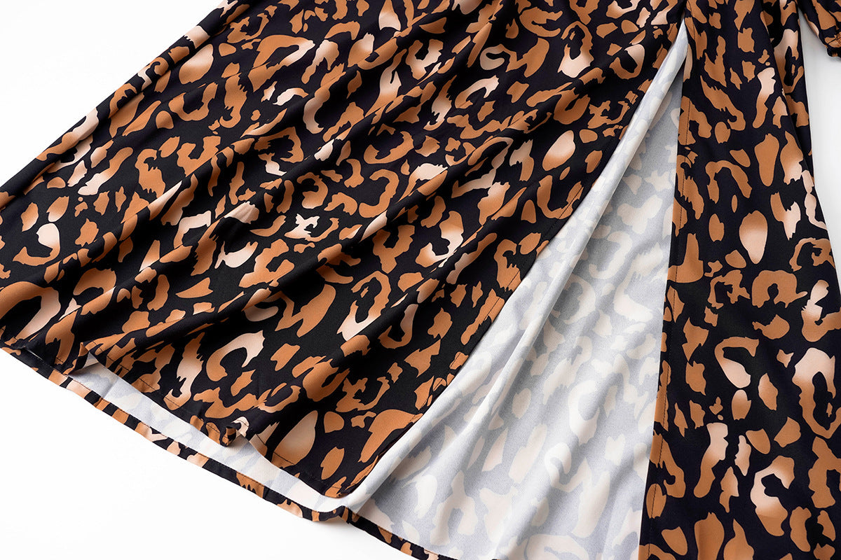 Women's V-neck Open-waisted Printed Dress