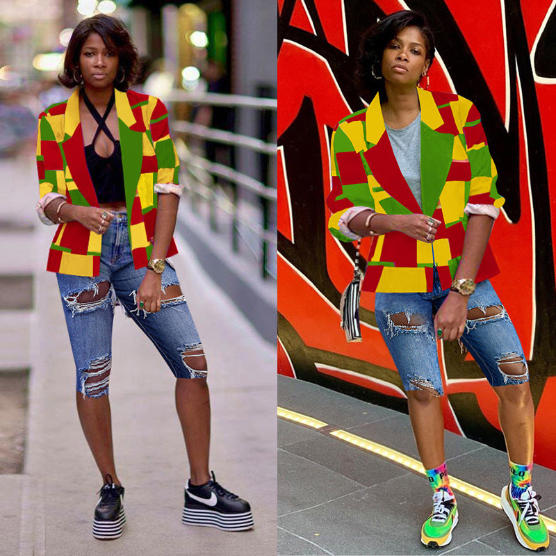 Casual Women's Clothing Multi-color Blazer