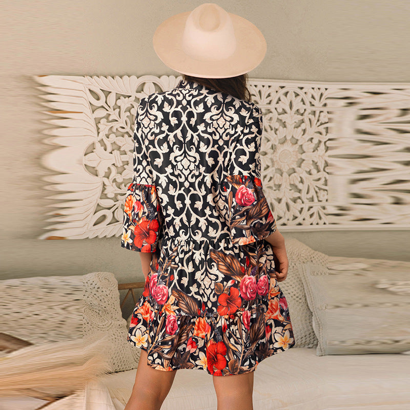 European And American V-neck Dress Women