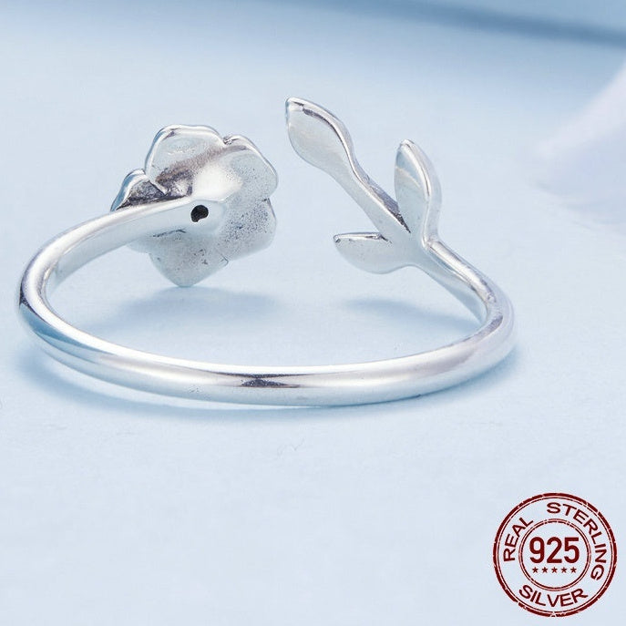 S925 Sterling Silver Ring Small Women's Simple Flower