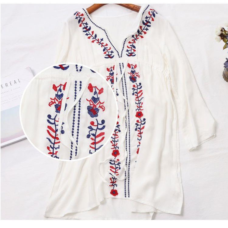 White Embroidered Boho Dress