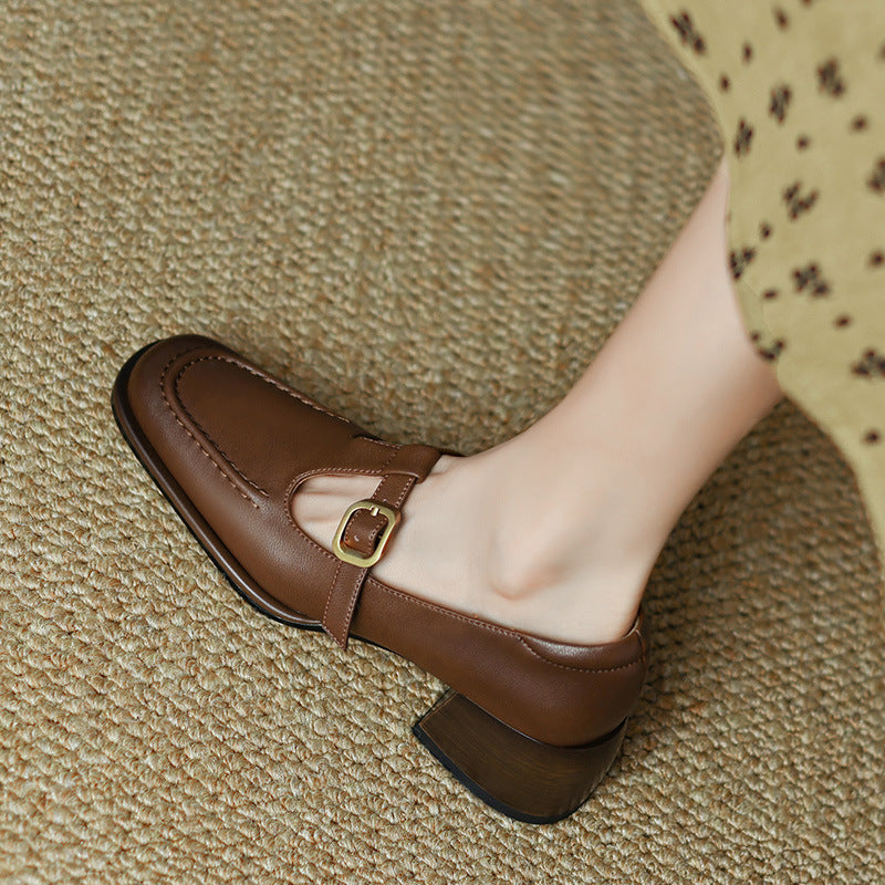 Mid Heel French Retro Brown