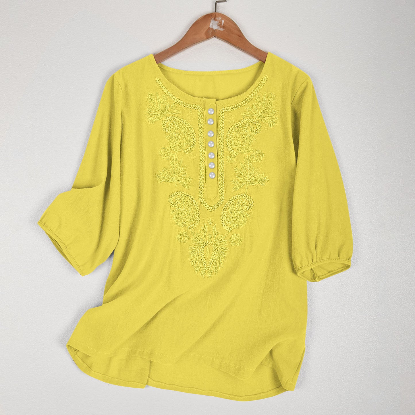 Artistic Retro Linen Women's Top