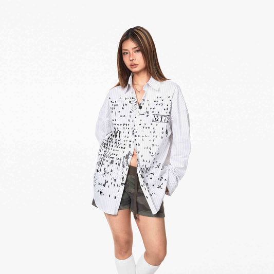 Letter Printed Women's Shirt Jacket