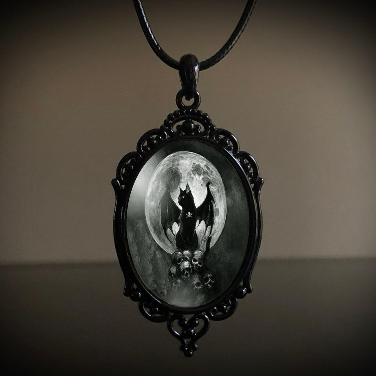 Gothic Crow Forest Pendant Charm Necklace