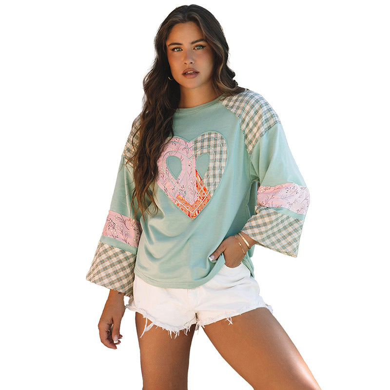 Round Neck Pullover Women Printed Loose Sweatshirt