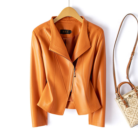Women's Short Slim Leather Jacket