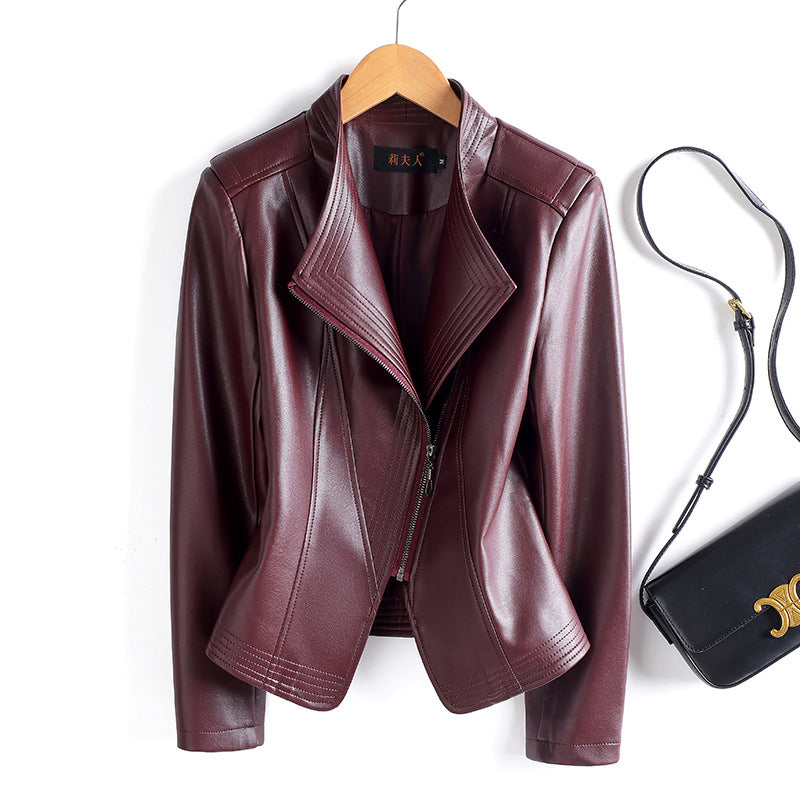 Women's Short Slim Leather Jacket
