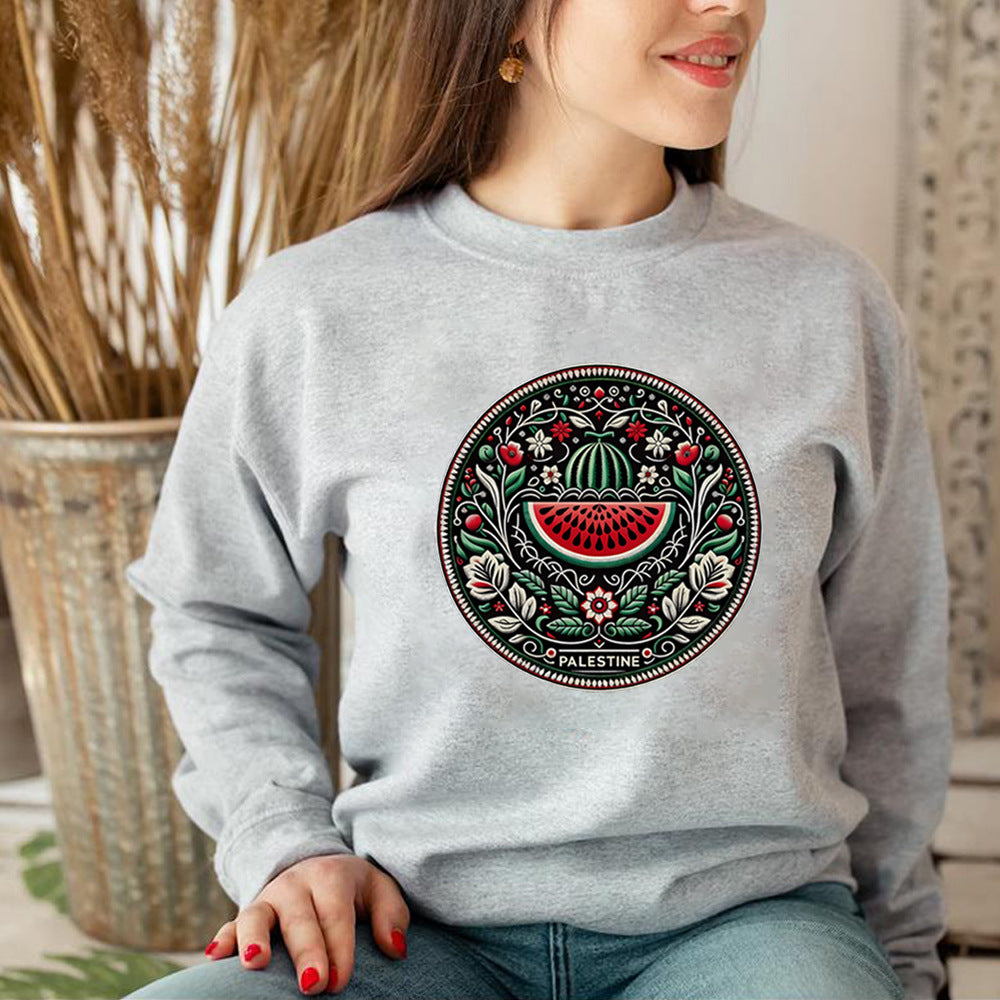 Cartoon Casual Watermelon Pattern Sports Sweater